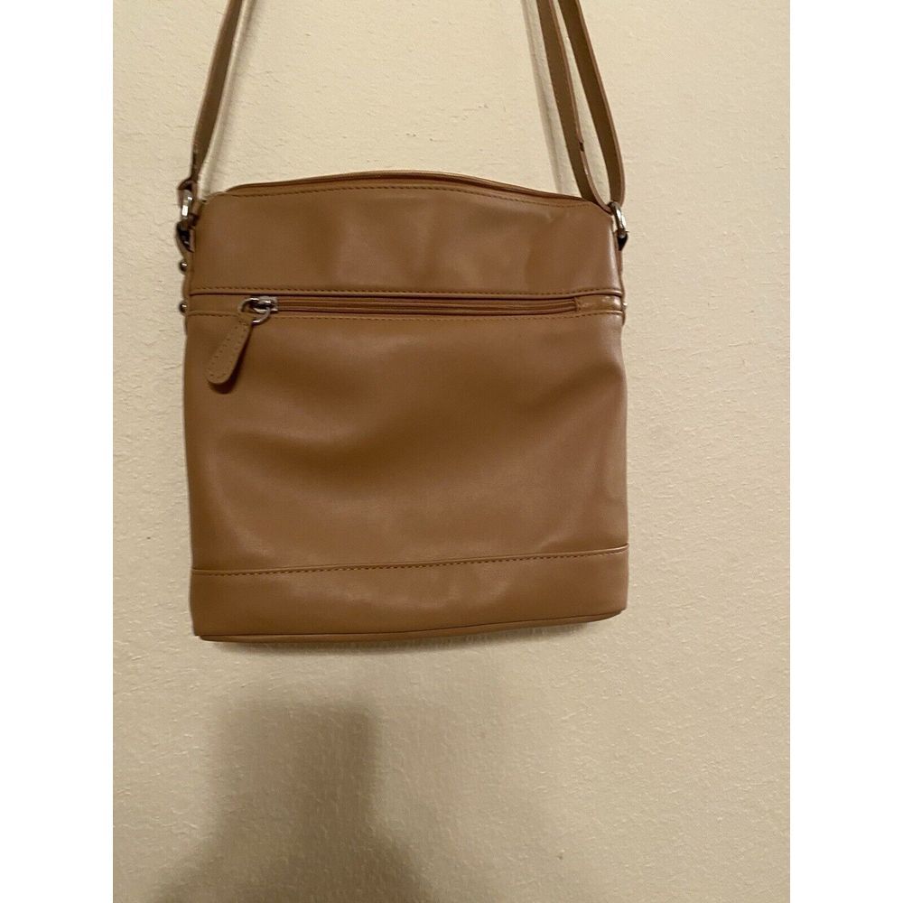 GIANI BERNINI Nappa Venice leather crossbody organizer Purse- Brown 10x10". - Picture 5 of 13
